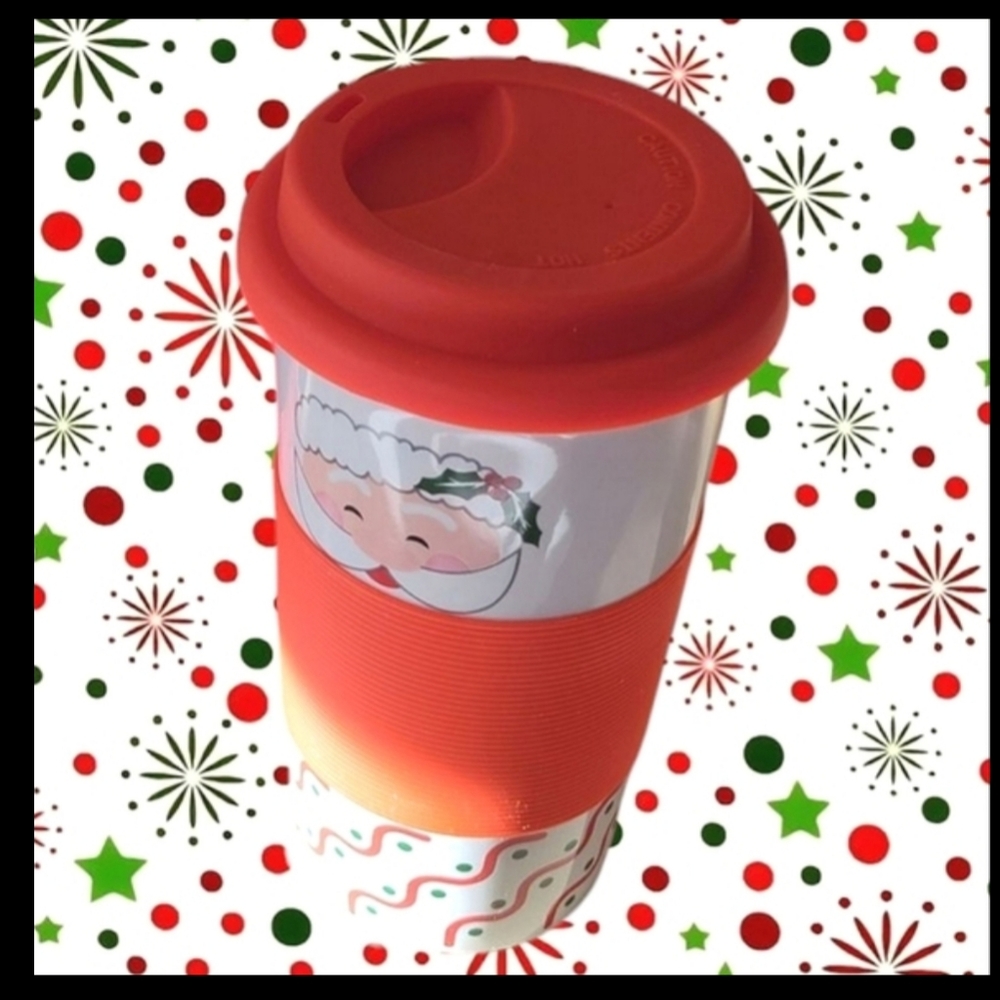 Santa Mug 12 Oz With Lid With Cocoa Packet & Tea